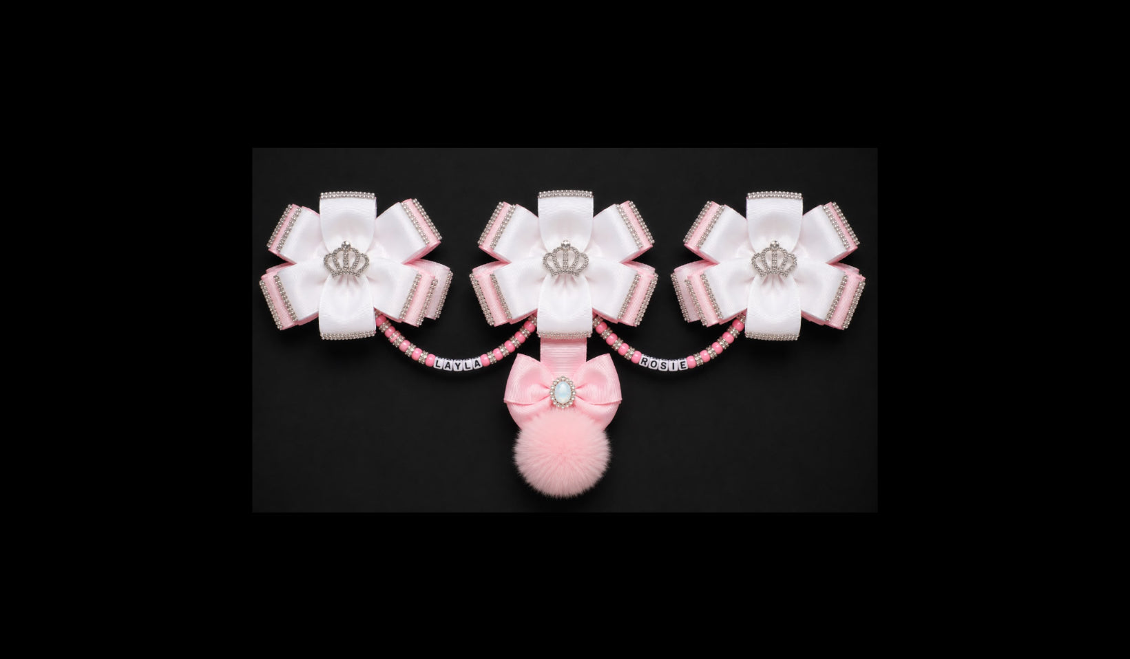 Triple Bow Pom Pom Pram Charm
